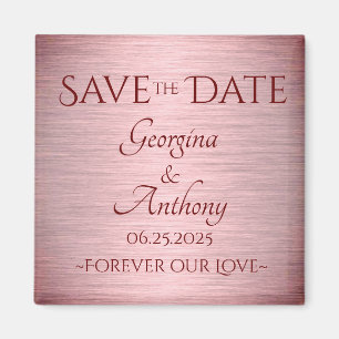 Burgundy Roos Gold Save the Date Custom Wedding Magneet