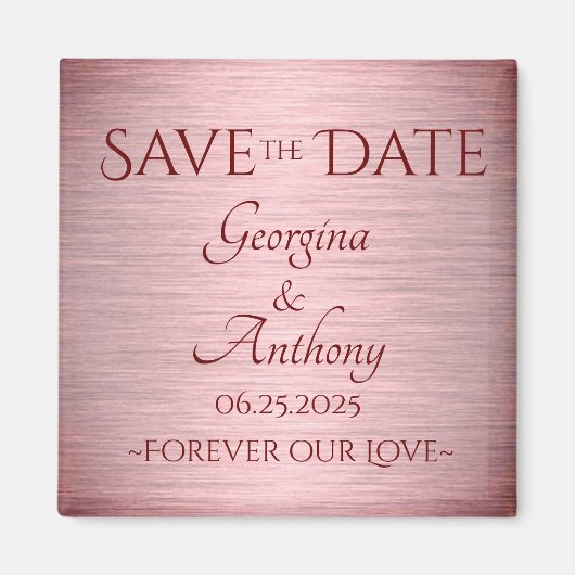Burgundy Roos Gold Save the Date Custom Wedding Magneet (Voorkant)