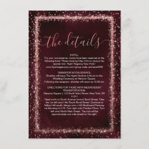 Burgundy Roos Gold Sprinked Confetti - Gegevens Informatiekaartje