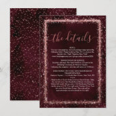 Burgundy Roos Gold Sprinked Confetti - Gegevens Informatiekaartje (Voorkant / Achterkant)