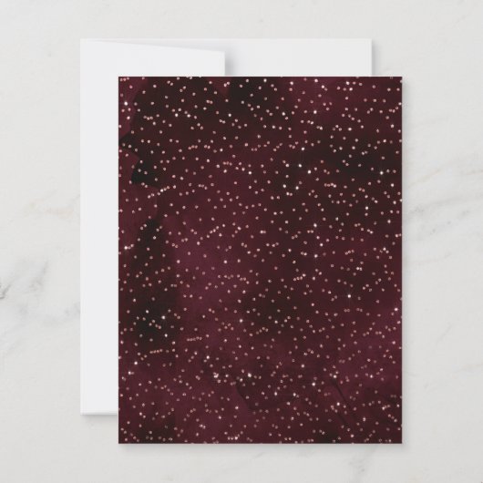 Burgundy Roos Gold Sprinked Confetti Weddenschap RSVP Kaartje (Achterkant)