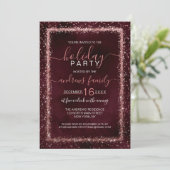Burgundy Roos Gold Sprinsed Confetti Holiday Kaart (Staand voorkant)