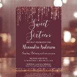 Burgundy Roos Gold Sweet Sixteen Birthday Kaart<br><div class="desc">Het Burgundy Maroon Roos Gold Sweet Sixteen String Lights Birthday Party Invitation. Deze uitnodiging is perfect voor de Burgundy Maroon Roos Gold Sweet 16 Birthday Party die een 16de Sweet16 Birthday Party wil vieren.</div>