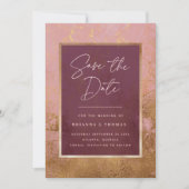 Burgundy Roos Gold Wedding Save the Date (Voorkant)