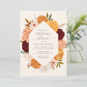 Burgundy Roos Herfst Floral Bridal Shower Kaart (Staand voorkant)