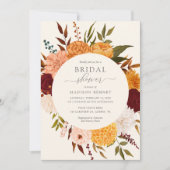 Burgundy Roos Herfst Floral Bridal Shower Kaart (Voorkant)