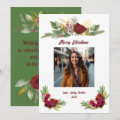 Burgundy Roos Kerstkaart (Voorkant / Achterkant)