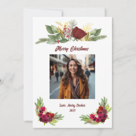 Burgundy Roos Kerstkaart