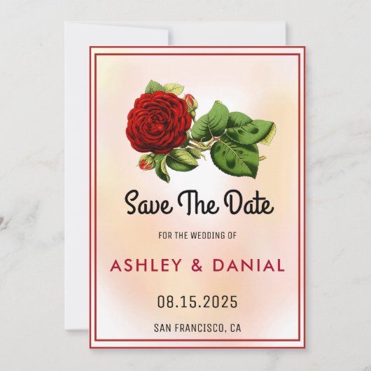 Burgundy roos omgeven met bloemetjesweddenschap kaart (Voorkant)