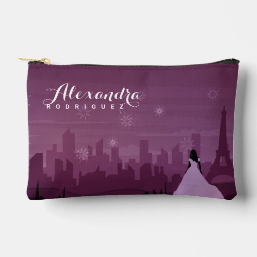 Burgundy Roos Paris Fireworks Quinceañera Etui (Voorkant)