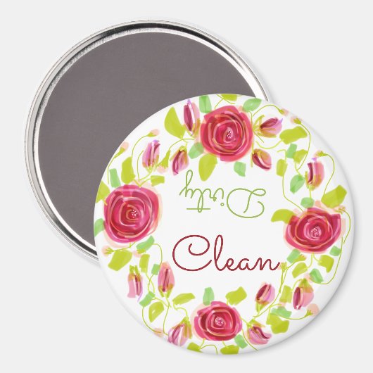 Burgundy Roos Patterned Magneet (Voorkant / Achterkant)