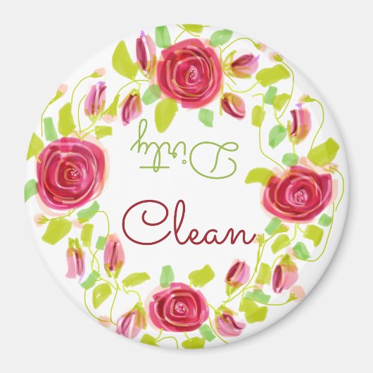 Burgundy Roos Patterned Magneet (Voorkant)