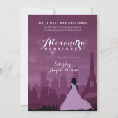 Burgundy Roos Pink Paris Fireworks Quinceañera Kaart (Voorkant)
