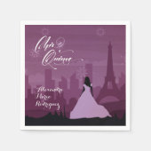 Burgundy Roos Pink Paris Fireworks Quinceañera Servet (Voorkant)