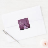 Burgundy Roos Pink Paris Fireworks Quinceañera Vierkante Sticker (Envelop)