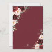 Burgundy Roos Quinceañera Butterfly Kaart (Achterkant)