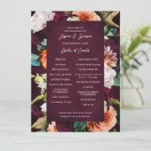Burgundy Roos Ranunculus Wedding Programmakaart (Staand voorkant)