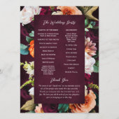 Burgundy Roos Ranunculus Wedding Programmakaart (Achterkant)