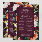Burgundy Roos Ranunculus Wedding Programmakaart (Voorkant / Achterkant)