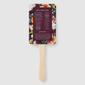 Burgundy Roos Ranunculus Wedding Programme Handwaaier (Achterkant)