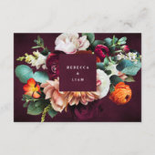 Burgundy Roos Ranunculus Wedding QR Code Informatiekaartje (Achterkant)