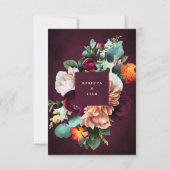 Burgundy Roos Ranunculus Wedding RSVP Kaart (Achterkant)