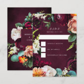 Burgundy Roos Ranunculus Wedding RSVP Kaart (Voorkant / Achterkant)