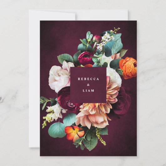 Burgundy Roos Ranunculus Wedding Save The Date (Achterkant)