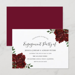 Burgundy Roos Romantic Engagement Party Kaart