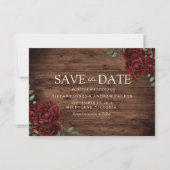 Burgundy Roos Romantic Rustic Save the date (Voorkant)