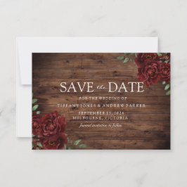 Burgundy Roos Romantic Rustic Save the date