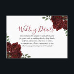 Burgundy Roos Romantic Wedding Reception details Informatiekaartje<br><div class="desc">Burgundy Roos Romantic Wedding Reception details Zie passende uitnodiging en collectie</div>