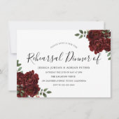 Burgundy Roos Romantic Wedding Rehearsal Dinner Kaart (Voorkant)