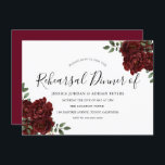 Burgundy Roos Romantic Wedding Rehearsal Dinner Kaart<br><div class="desc">Burgundy Roos Romantic Wedding Rehearsal Dinner details Zie uitnodiging en collectie</div>