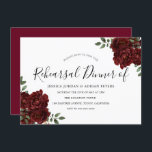 Burgundy Roos Romantic Wedding Rehearsal Dinner Kaart<br><div class="desc">Burgundy Roos Romantic Wedding Rehearsal Dinner details Zie uitnodiging en collectie</div>