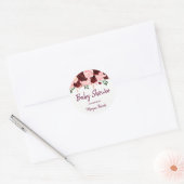 Burgundy Roos & Roze Blush  Baby shower Ronde Sticker (Envelop)
