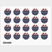 Burgundy Roos & Roze Navy Blue Vrijgezellenfeest Ronde Sticker (Vel)
