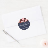 Burgundy Roos & Roze Navy Blue Vrijgezellenfeest Ronde Sticker (Envelop)