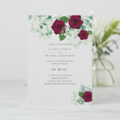 Burgundy Roos Sage Eucalyptus Weddenschap (Staand voorkant)