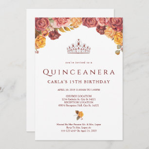 Burgundy Roos   Uitnodigingen van Quinceanera