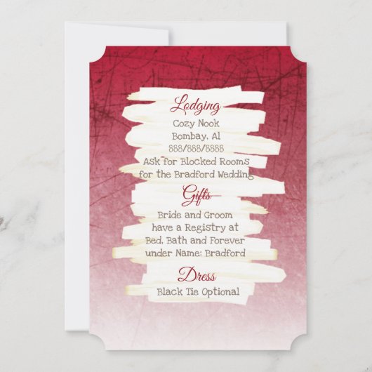 Burgundy Roos Weddenschap Kaart (Achterkant)