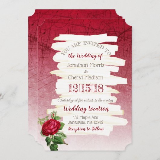 Burgundy Roos Weddenschap Kaart (Voorkant / Achterkant)