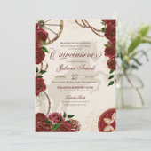 Burgundy Roos Western Ranch Charro Quinceanera Kaart (Staand voorkant)