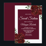 Burgundy Roos White Border Sweet 16 Invite Kaart<br><div class="desc">Burgundy Roos White Border Sweet 16 Invite Zie passend collectie in winkel</div>