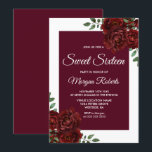 Burgundy Roos White Border Sweet 16 Invite Kaart<br><div class="desc">Burgundy Roos White Border Sweet 16 Invite Zie passend collectie in winkel</div>