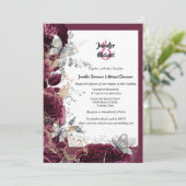 Burgundy roos zilveren vlinder kaart (Staand voorkant)