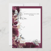 Burgundy roos zilveren vlinder kaart (Achterkant)