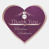 Burgundy Rose Gold Frame Logo Monogram Thank You Hart Sticker (Voorkant)