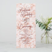 Burgundy & Rose Goud Marmer Huwelijksprogramma Programmakaart (Staand voorkant)