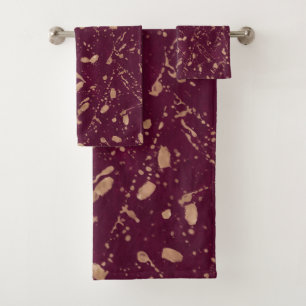 Burgundy & Rose Goud Spat Modern Abstracte Kunst Bad Handdoek